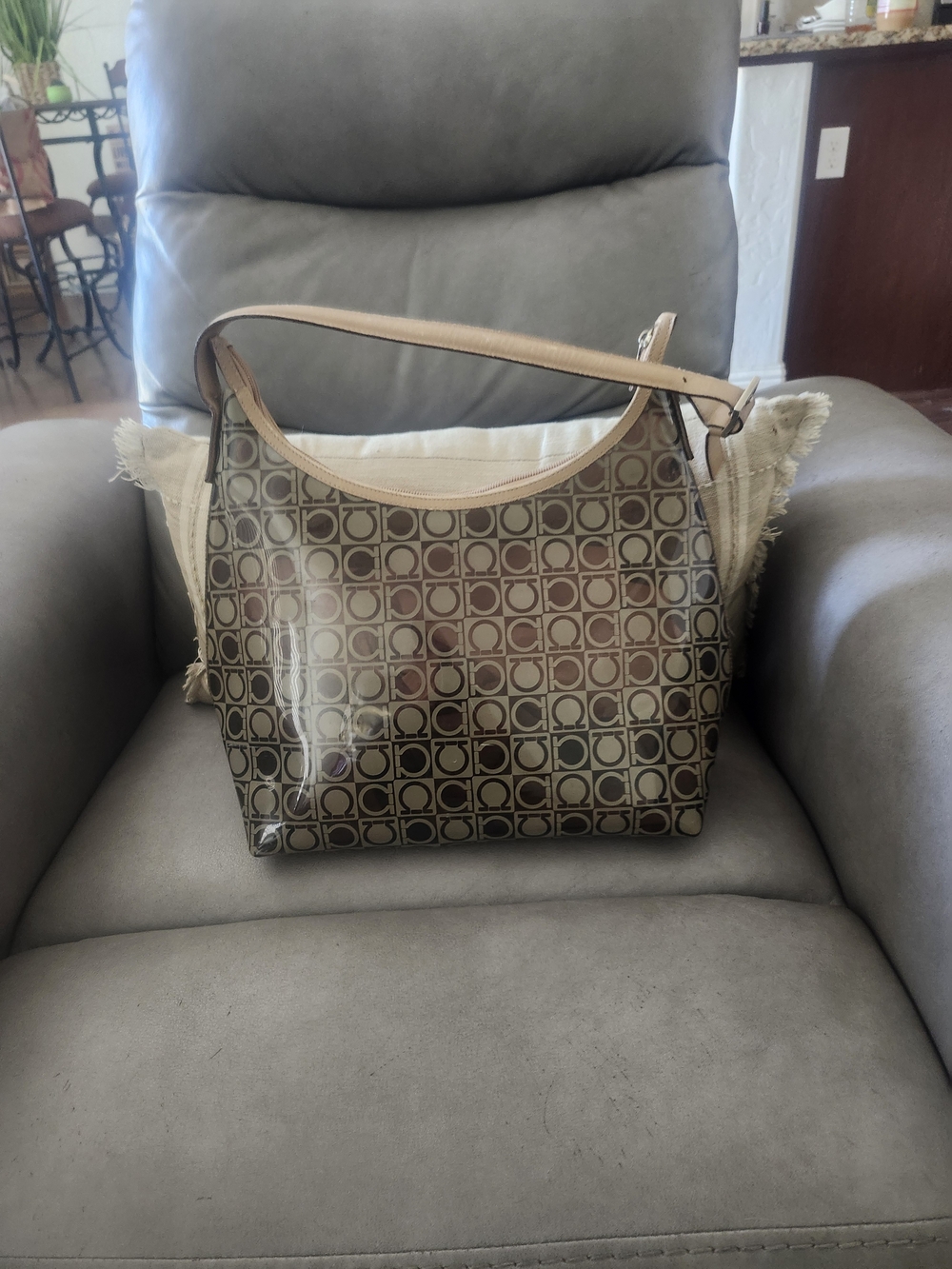 Salvatore Ferragamo Brown Coated Monogram Hobo Bag